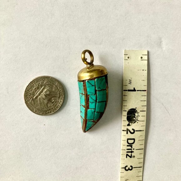 NWT Turquoise & Brass Mosaic Pendants - Picture 4 of 5